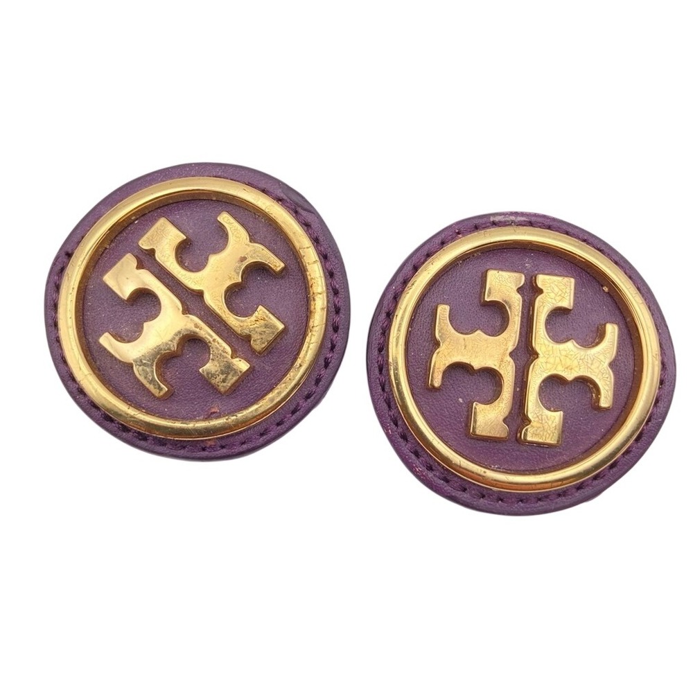 Tory Burch Gold Double T Logo Medallion Leather Replacement Accent Charms Set